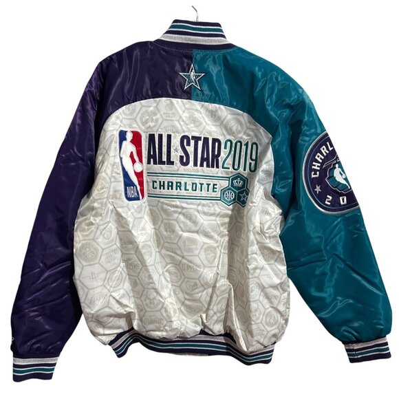 Starter NBA Charlotte 2019 All-Star Game Jacket 2XL White Teal Purple - Picture 2 of 11